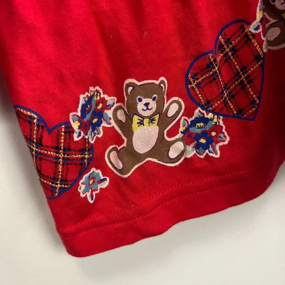 Vintage After the Stork Red Teddy Bear Dress 24 Months